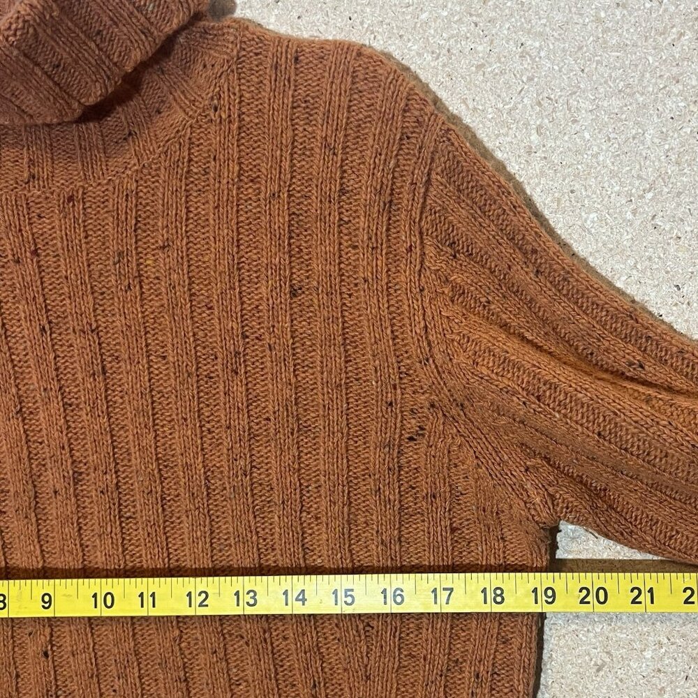 Garnet Hill Women’s Wool Blend Turtleneck Sweater Long Sleeve Size Medium Orange - Picture 3 of 6